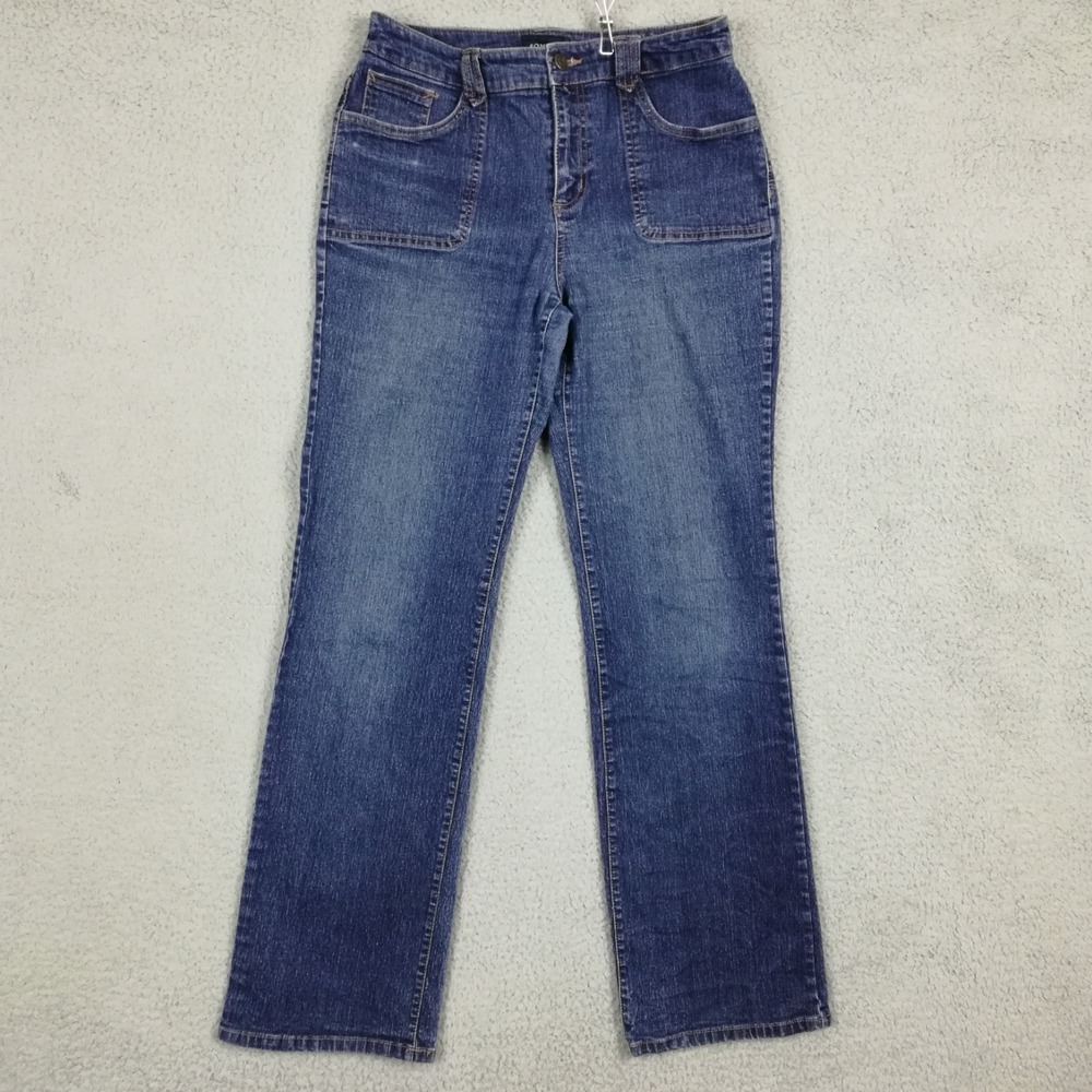 Sonoma Womens Jeans Boot Cut Blue Denim Medium‎ Wash Embroidered Floral Mid 8